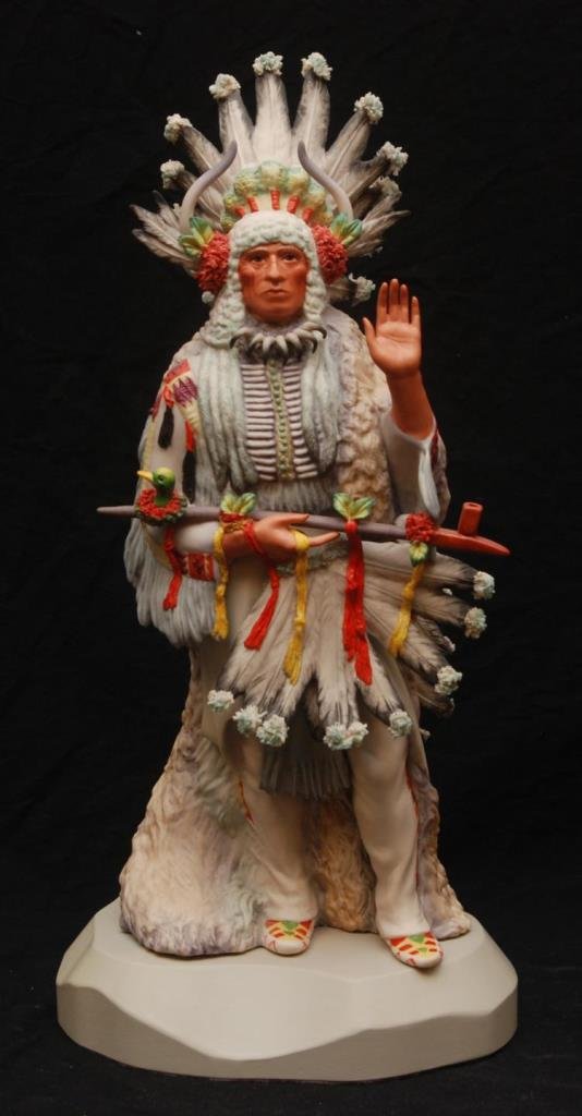 CYBIS BISQUE FIGURINE "GREAT SPIRIT-WANKAN TANKA": CYBIS BISQUE FIGURINE "GREAT SPIRIT-WANKAN TANKA" Measures 18" tall (45.72cm). Total weight 2879.3g. Signed to base.