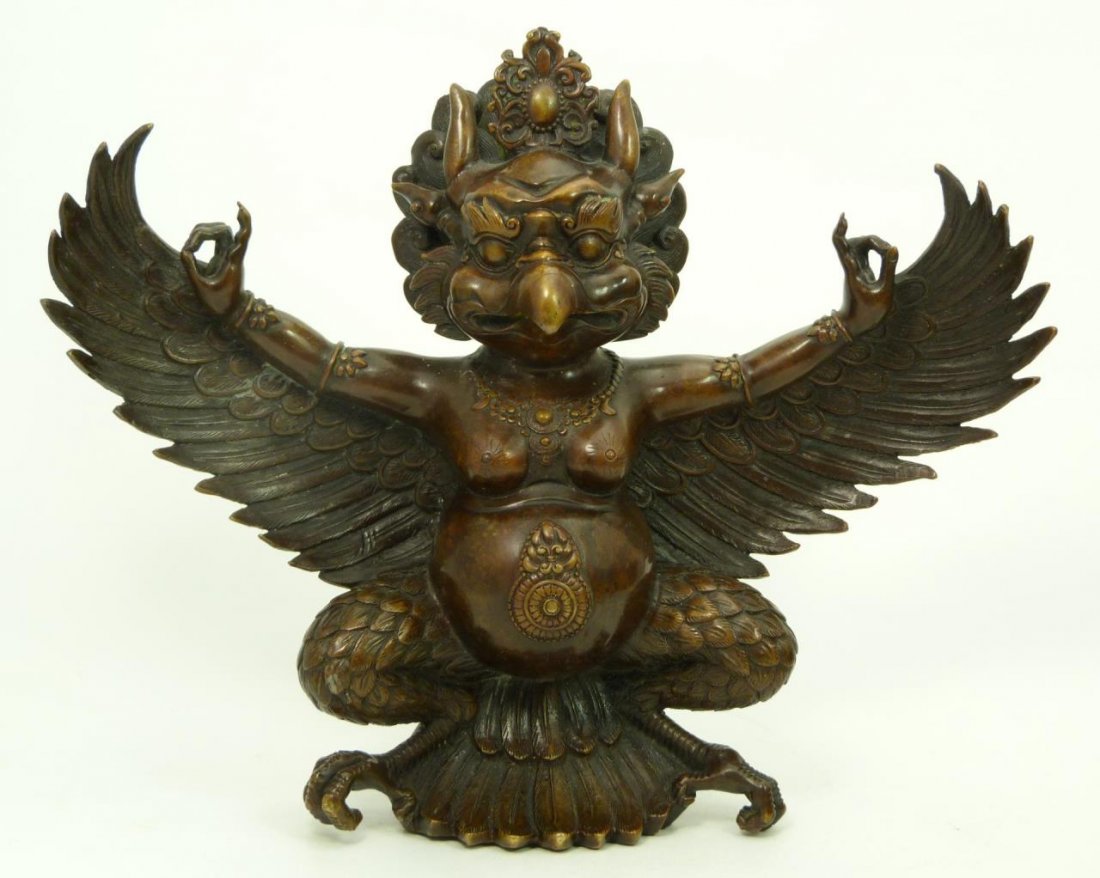 VINTAGE NEPAL TIBET BUDDHISM BRONZE: VINTAGE NEPAL TIBET BUDDHISM BRONZE Early to mid 20th century depicting the god Nagarjuna Measures 9" x 11" (22.86cm x 27.94cm)