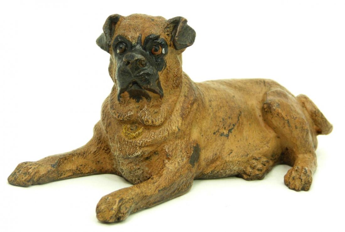 LARGE VIENNA BRONZE COLD PAINTED BOXER: LARGE VIENNA BRONZE COLD PAINTED BOXER Measures 5" long (12.7cm) Total weight 265g