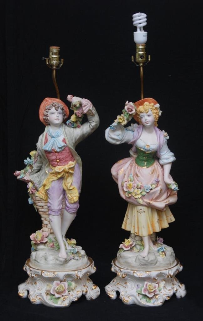 PR LARGE VINTAGE CAPODIMONTE LAMPS May 31, 2014 Elite Decorative