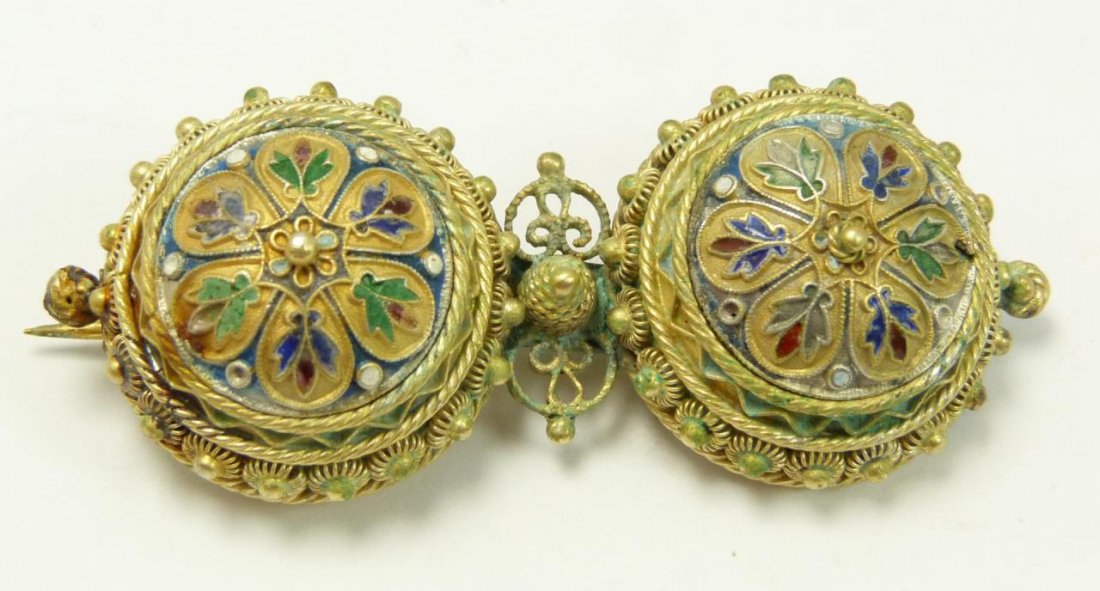ANTIQUE SCANDINAVIAN ENAMEL OVER SILVER BROOCH: ANTIQUE SCANDINAVIAN ENAMEL OVER SILVER BROOCH Marked 830. Measures 2" length (5.08cm). Early to mid 20th century. Total weight 10.6g