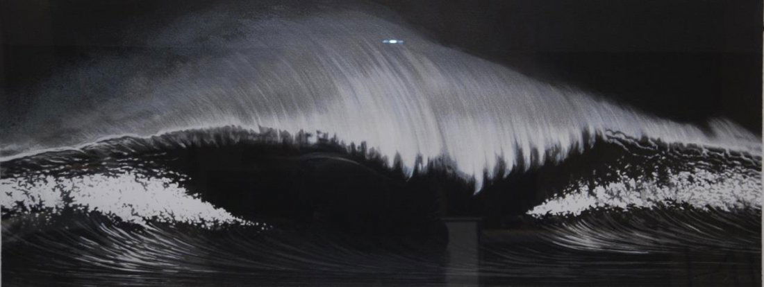 MODERNE SERIGRAPH OF A WAVE ROBERT LONGO: MODERNE SERIGRAPH OF A WAVE ROBERT LONGO Numbered and signed lower right. Measures 15" tall (38.1cm) x 40" wide (101.6cm) + 4" mat & frame. Comes with original purchase invoice of $900 in 2003. Total