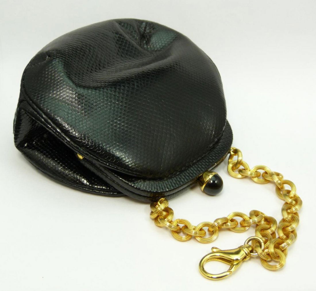 MINIATURE JUDITH LEIBER SNAKESKIN PURSE: MINIATURE JUDITH LEIBER SNAKESKIN PURSE Approx 4" tall (10.16cm). Total weight 108g