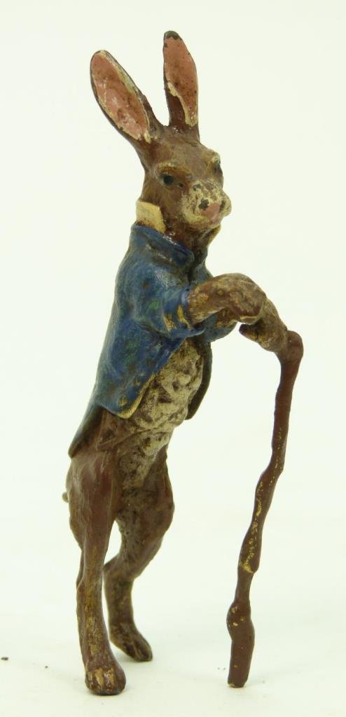 VIENNA STYLE BRONZE PETER RABBIT: VIENNA STYLE BRONZE PETER RABBIT Depicting the Beatrix Potter character, Peter Rabbit. Measures 3" long (7.62cm). Total weight 54g