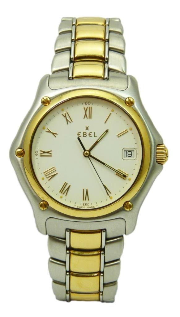 EBEL MEN'S 18KT YELLOW GOLD & STAINLESS WATCH: Ebel men's yellow gold and stainless watch. Original retail price approx $4000. Hardly worn, approx 10yrs old. Measures 7" (17.78cm) Length with an expandable band. Total approx weight 61.2dwt.