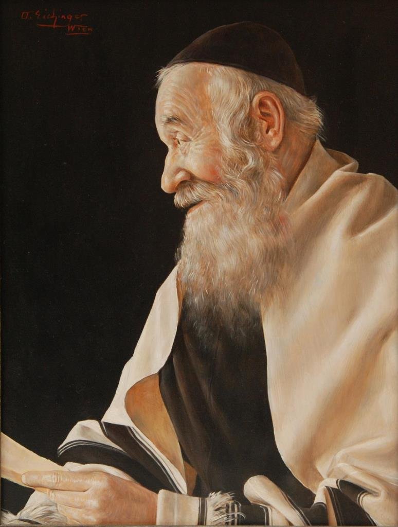 OTTO EICHINGER AUSTRIAN 1922-2004 PORTAIT OF RABBI: Artist is known for his Rabbi's, old men and clerics. One of the biggest names in portraits of clergy. This painting is an oil on board of a Rabbi. Signed to upper left. Measures approx 7 1/2" (19.05c