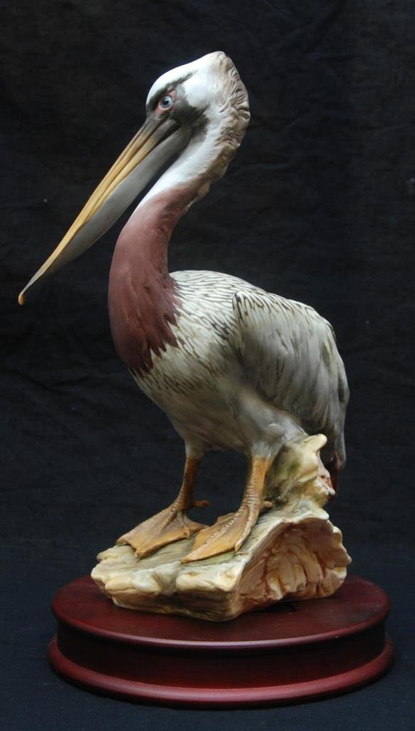 HAND PAINTED PORCELAIN KAISER LARGE PELICAN: Comes with a fitted base. Measures approx 12" (30.48cm) Tall. Total approx weight 1kg.