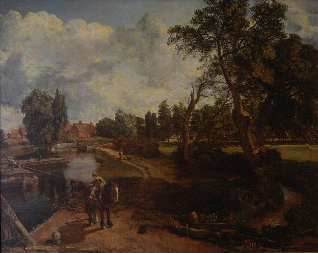 JOHN CONSTABLE "FLATFORD MILL ON THE RIVER STOUR": John Constable lithograph titled "Flatford Mill on the River Stour". Limited Edition 3/50. Originally purchased of the Estate of Nelson Rockefeller's Liquidation sale. Enclosed is the brochure of the