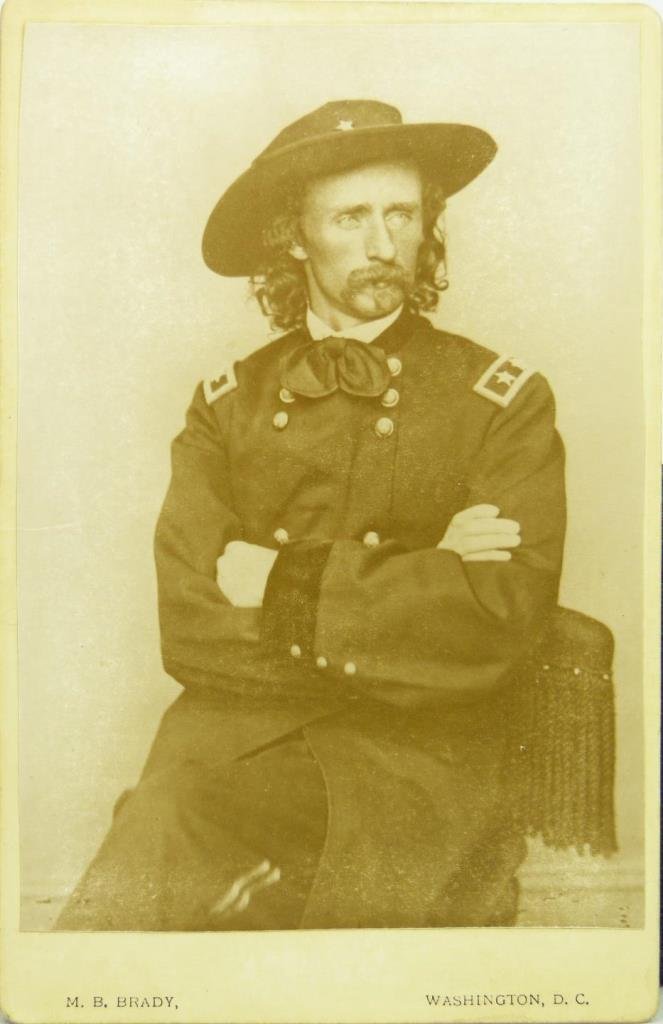 PHOTO BY MATTHEW BRADY OF GENERAL GEORGE CUSTER: Matthew Brady, the most recognized civil war hero photographer in history. Born in 1822, died 1896. Mr. Brady studied under Samuel Morse. This 4" x 6 1/2" original photograph of General Custer was don