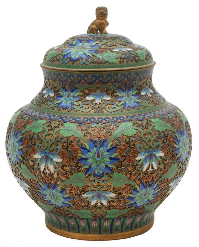 LARGE CLOISONNE COVERED GINGER JAR