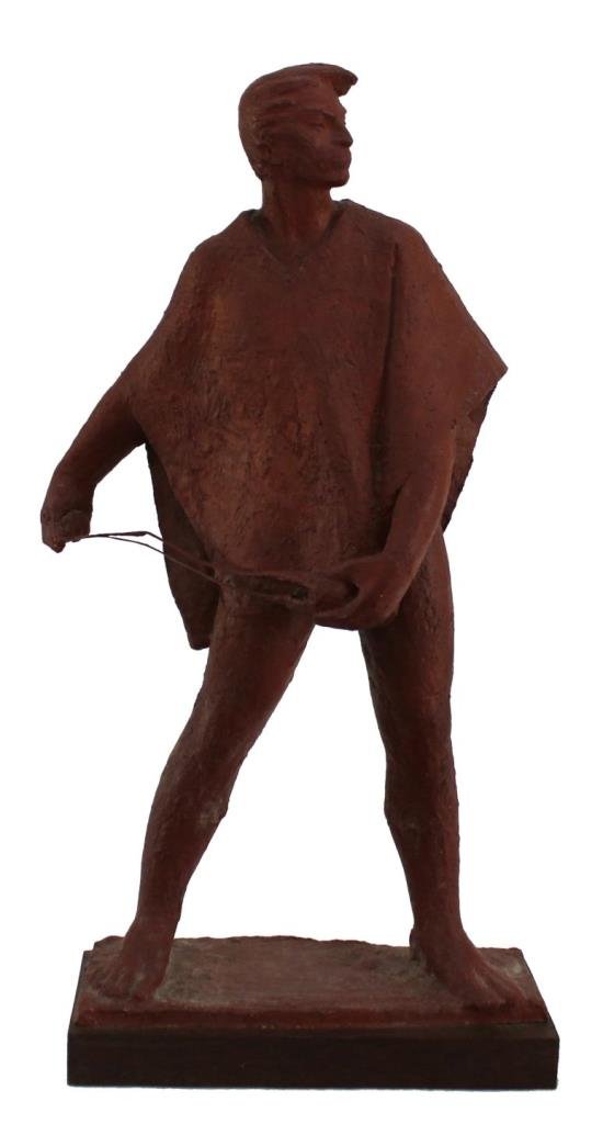 ENRIQUE ALFEREZ TERRACOTTA SCULPTURE "DAVID": Original Enrique Alferez (Mexican/New Orleans, 1901-1999) terracotta sculpture titled "David". This sculpture was inspired by the similar bronze "David" sculpture that he worked on and that was added