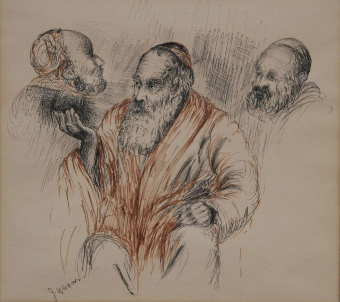 J. WASSER INK & MARKER ON PAPER OF RABBI STUDY (1 of 5)