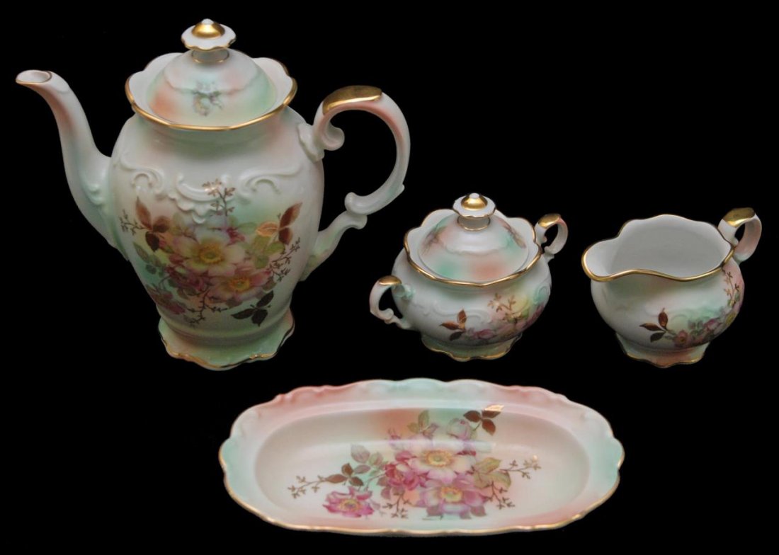 4pc VINTAGE SCHUMANN WILD ROSE BLUSH COFFEE SET (1 of 8)