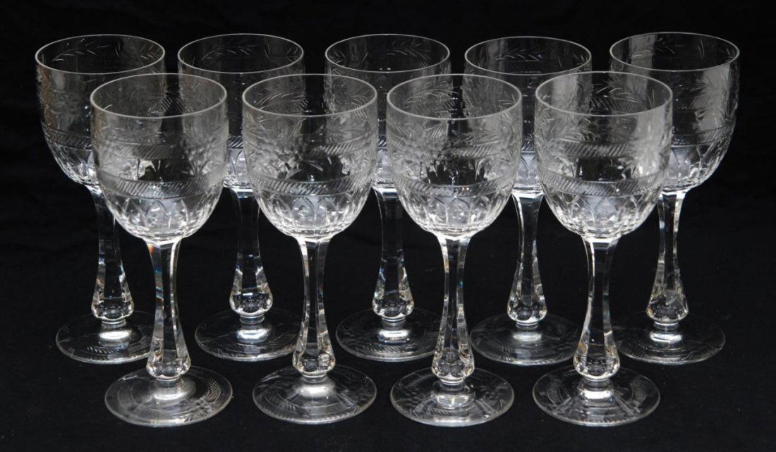 9 WEBB CORBETT ENGLISH CUT CRYSTAL WATER GOBLETS (1 of 4)