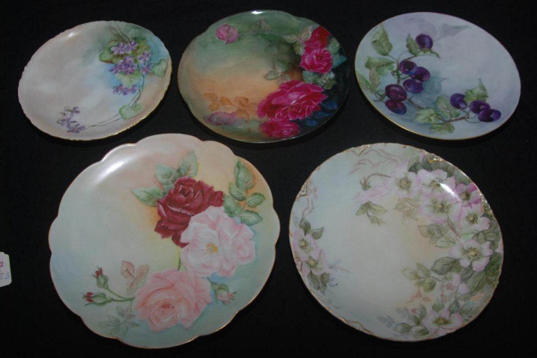 COLLECTION OF 5 ANTIQUE GERMAN HAND PAINTED PLATES (1 of 10)