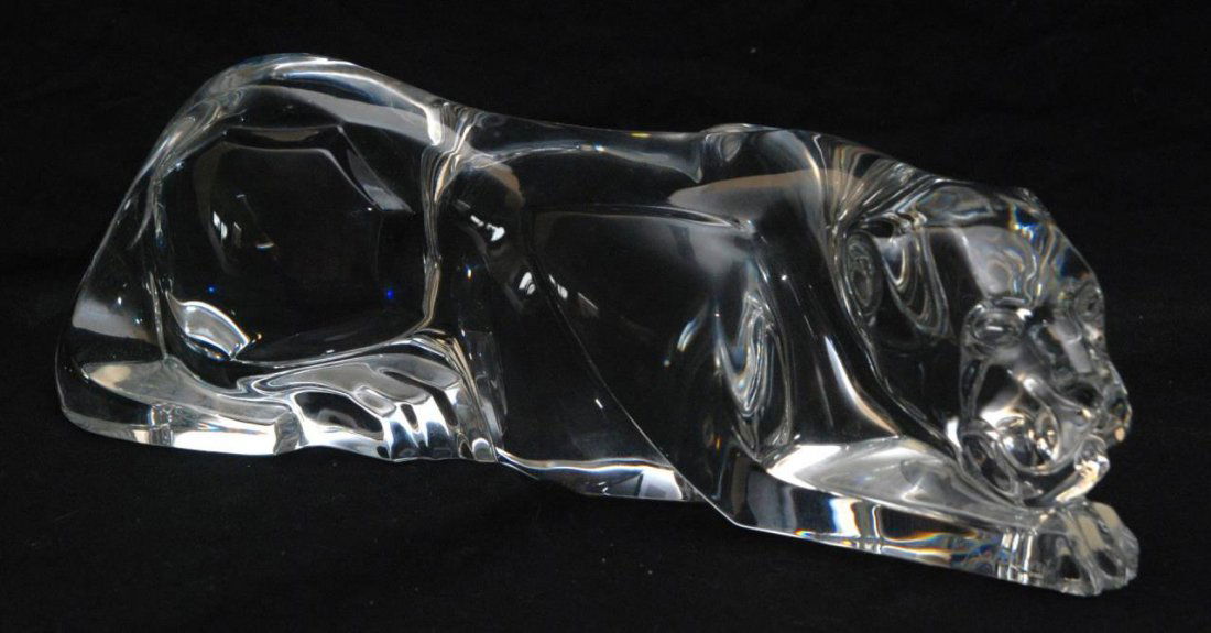 BACCARAT FRENCH CRYSTAL RECUMBENT PANTHER FIGURE (1 of 4)