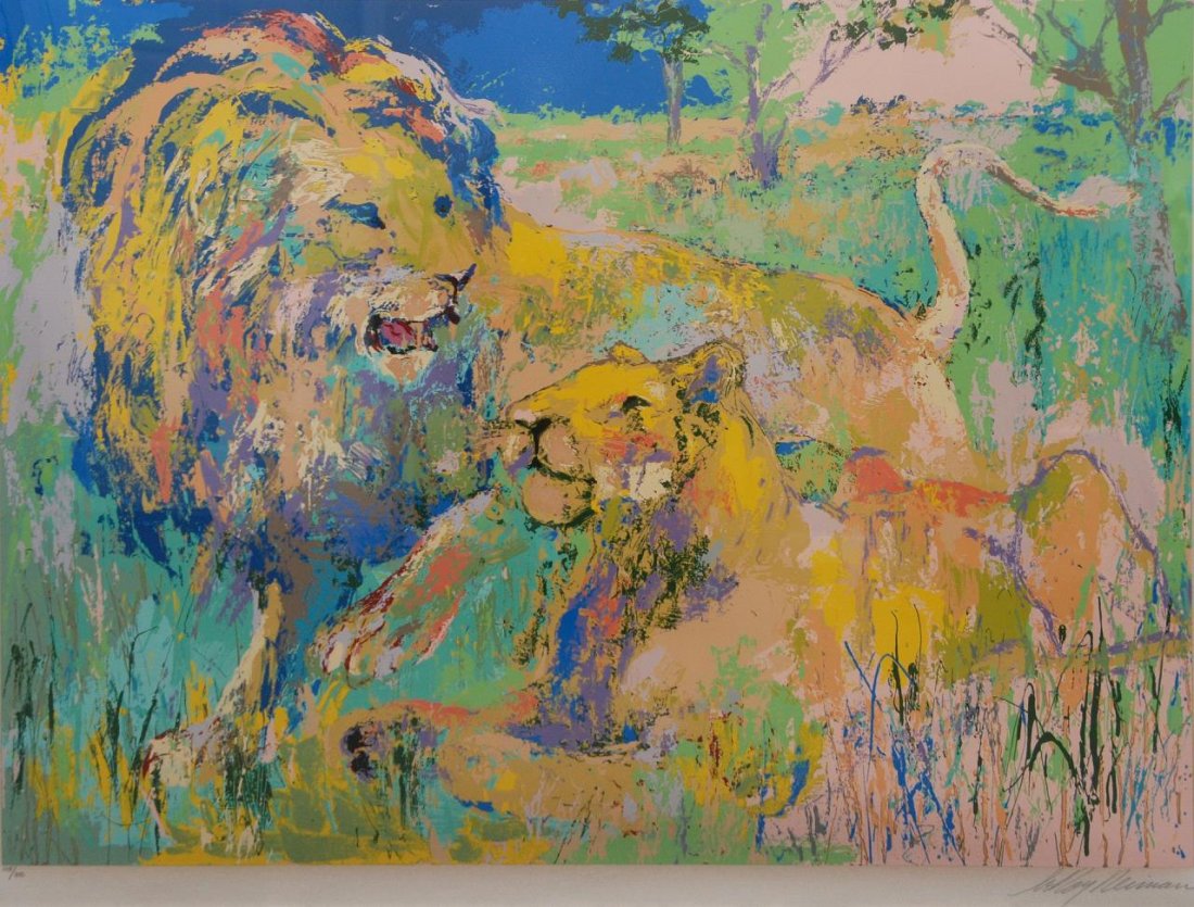 LEROY NEIMAN 'LION COUPLE' LITHO PENCIL SIGNED (1 of 5)