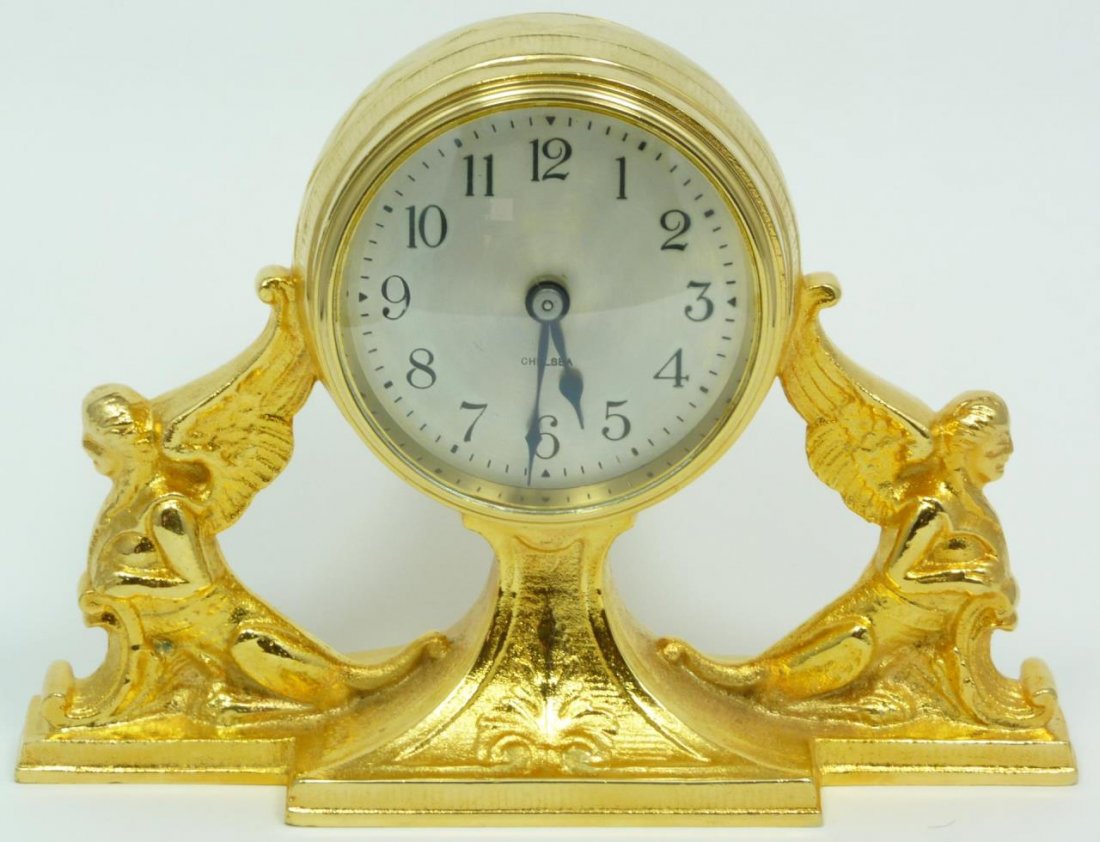 CHELSEA GILDED BRONZE ENCASE FIGURAL CLOCK (1 of 7)