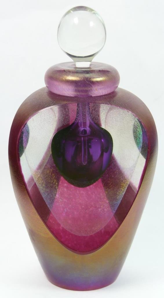 IRIDESCENT FLECKED GLASS SCENT BOTTLE PHILBORN (1 of 6)