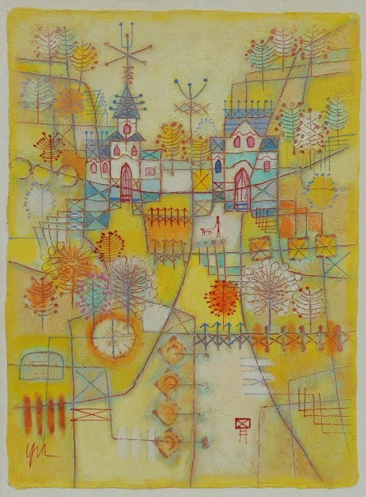 HESHI YU TOWNSCAPE ACRYLIC WORK ON BOARD (1 of 6)