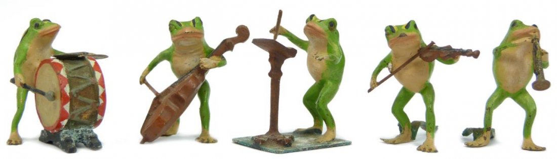 5 PIECE COLD PAINTED METAL FROG MUSICIAN GROUP (1 of 6)
