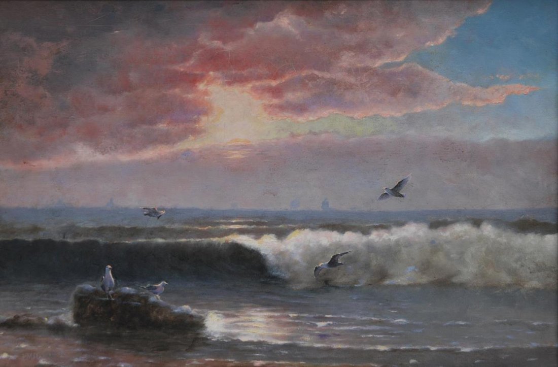 L. M. HARBROOK COASTAL SCENE OIL ON CANVAS FRAMED (1 of 6)