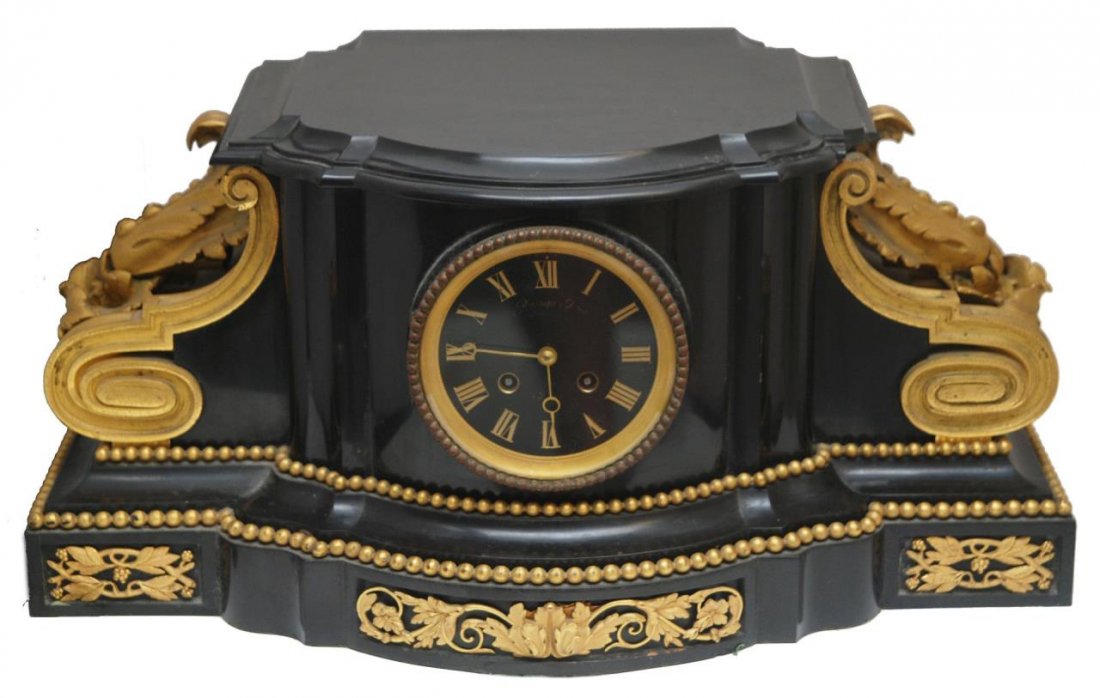 ANTIQUE RAINGO FRERES MARBLE DORE MANTEL CLOCK (1 of 6)
