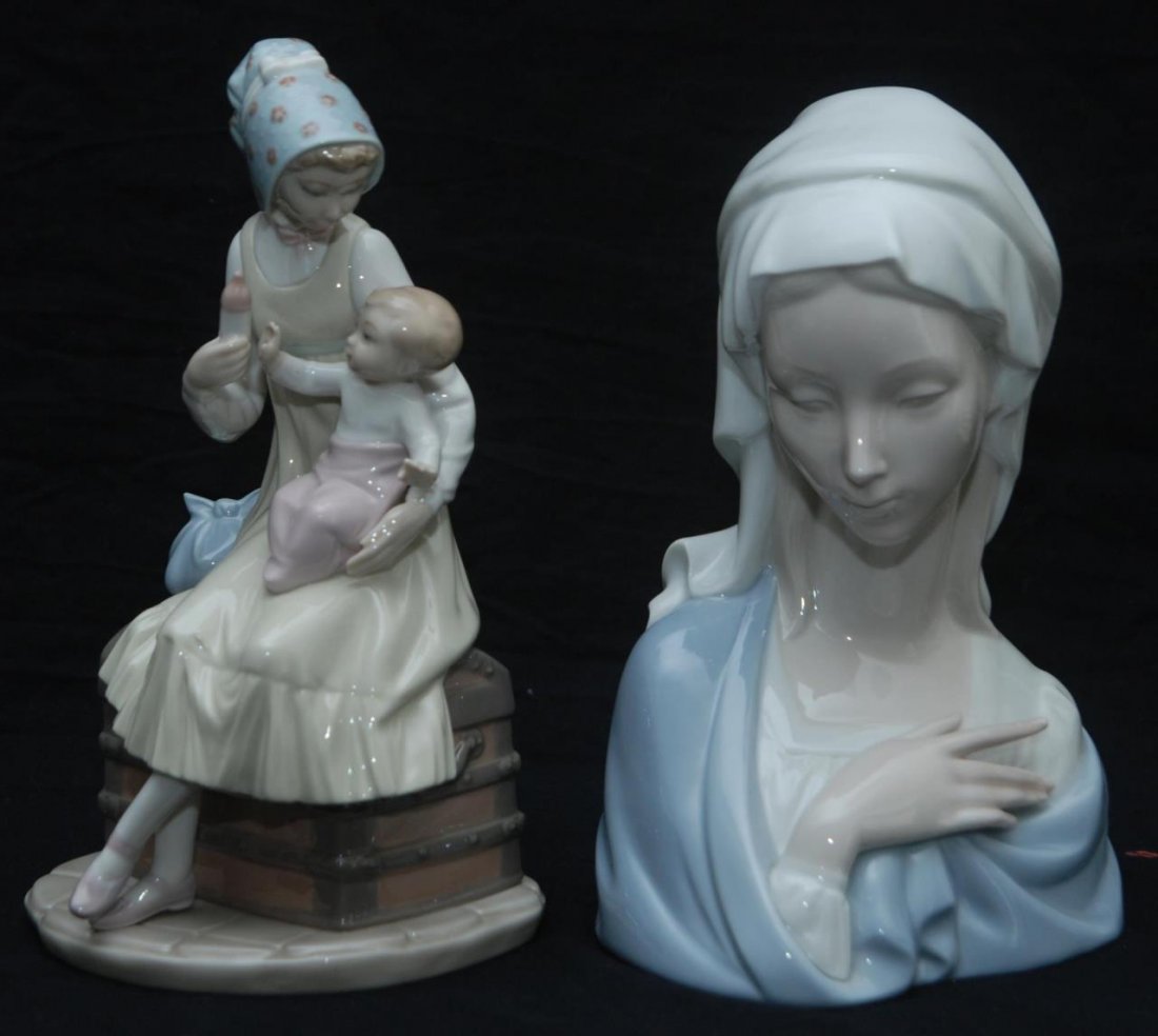 2 LLADRO FIGURES FEEDING HER SON & MADONNA HEAD (1 of 6)