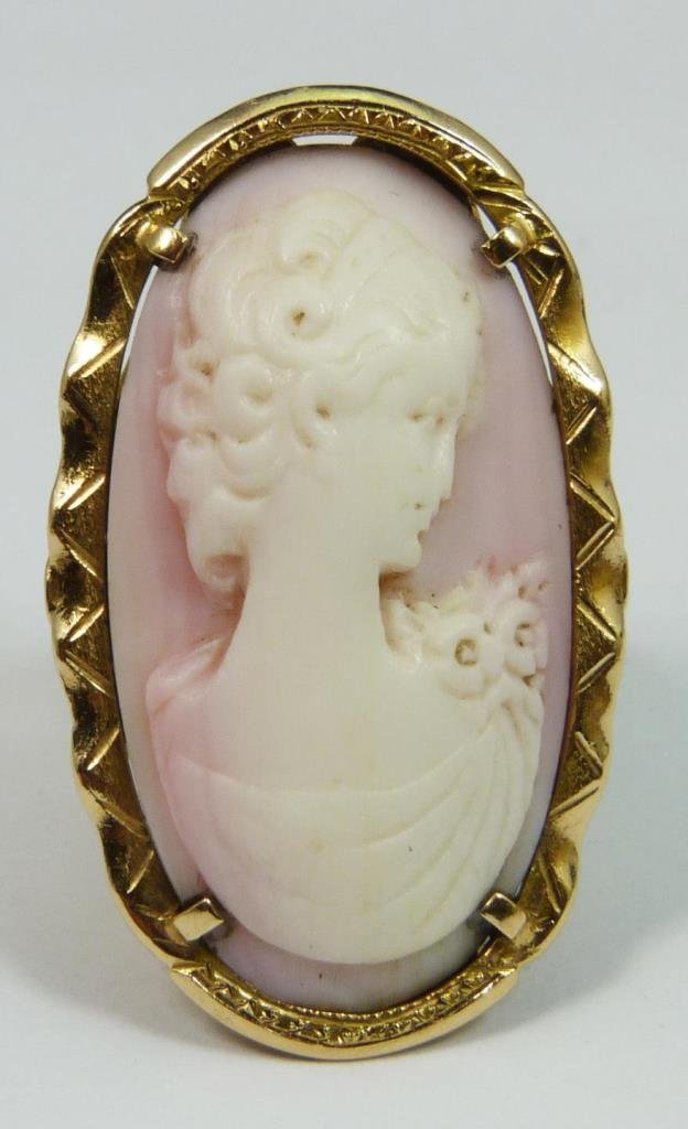 ART DECO 10K YG CARVED CAMEO PORTRAIT RING (1 of 3)