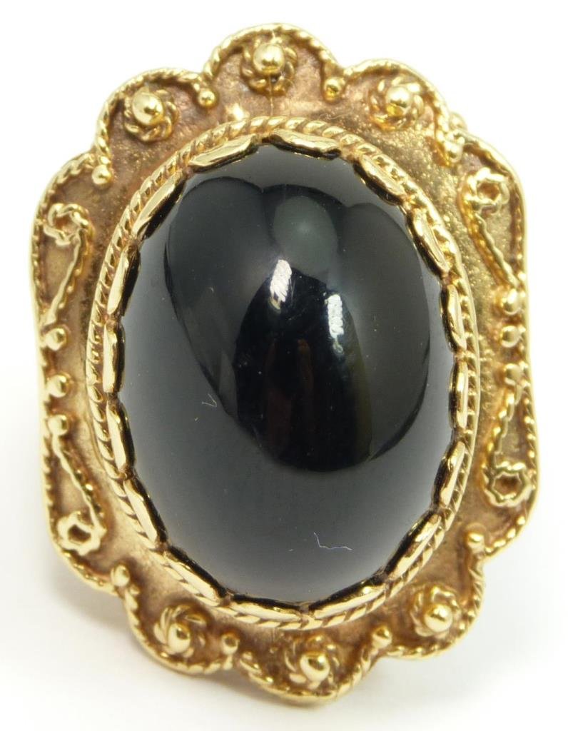 14K YELLOW GOLD CABOCHON ONYX RING (1 of 4)