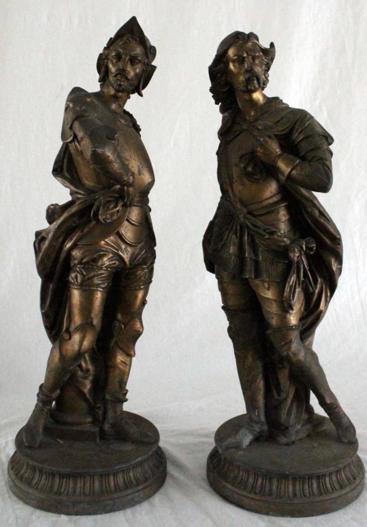 Pr. CONTINENTAL GILT BRONZE KNIGHT SCULPTURES (1 of 7)
