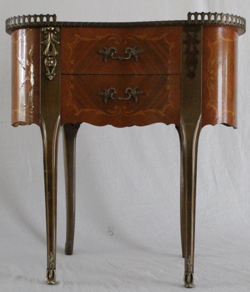 FRENCH MARQUETRY 2 DRAWER END TABLE (1 of 9)