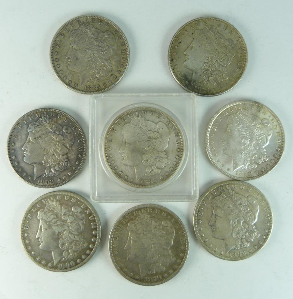 8 MORGAN SILVER DOLLARS 1879 THROUGH 1921 (1 of 5)
