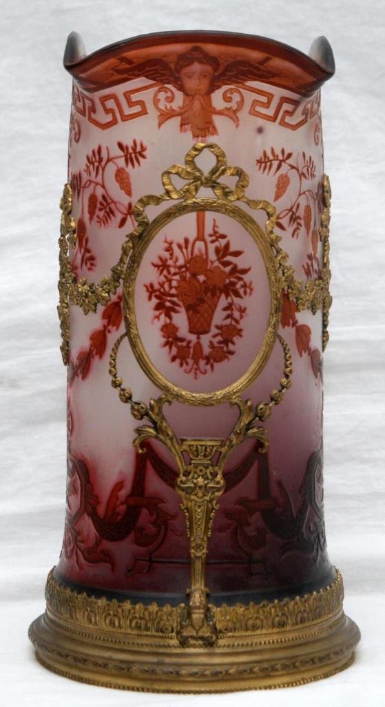 ANTIQUE FRENCH CAMEO GLASS ORMOLU MOUNTED VASE (1 of 6)
