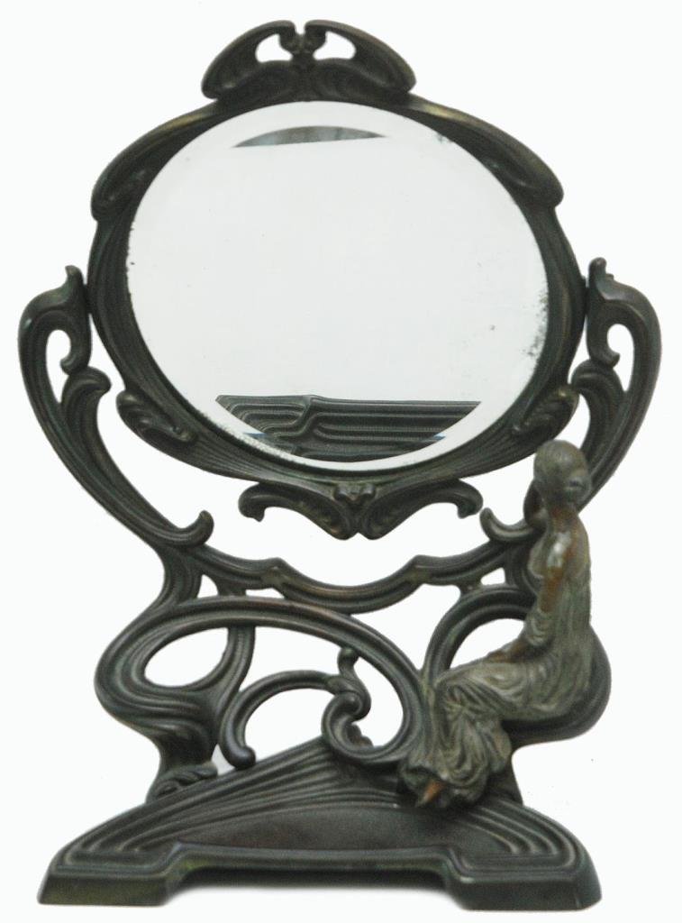 CONTINENTAL ART NOUVEAU VANITY FIGURAL MIRROR (1 of 5)