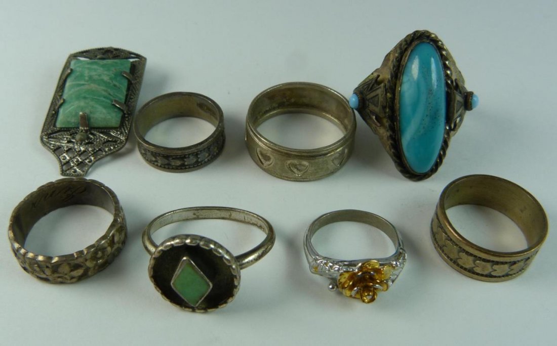 8 VINTAGE & ANTIQUE STERLING SILVER JEWELRY ITEMS (1 of 9)