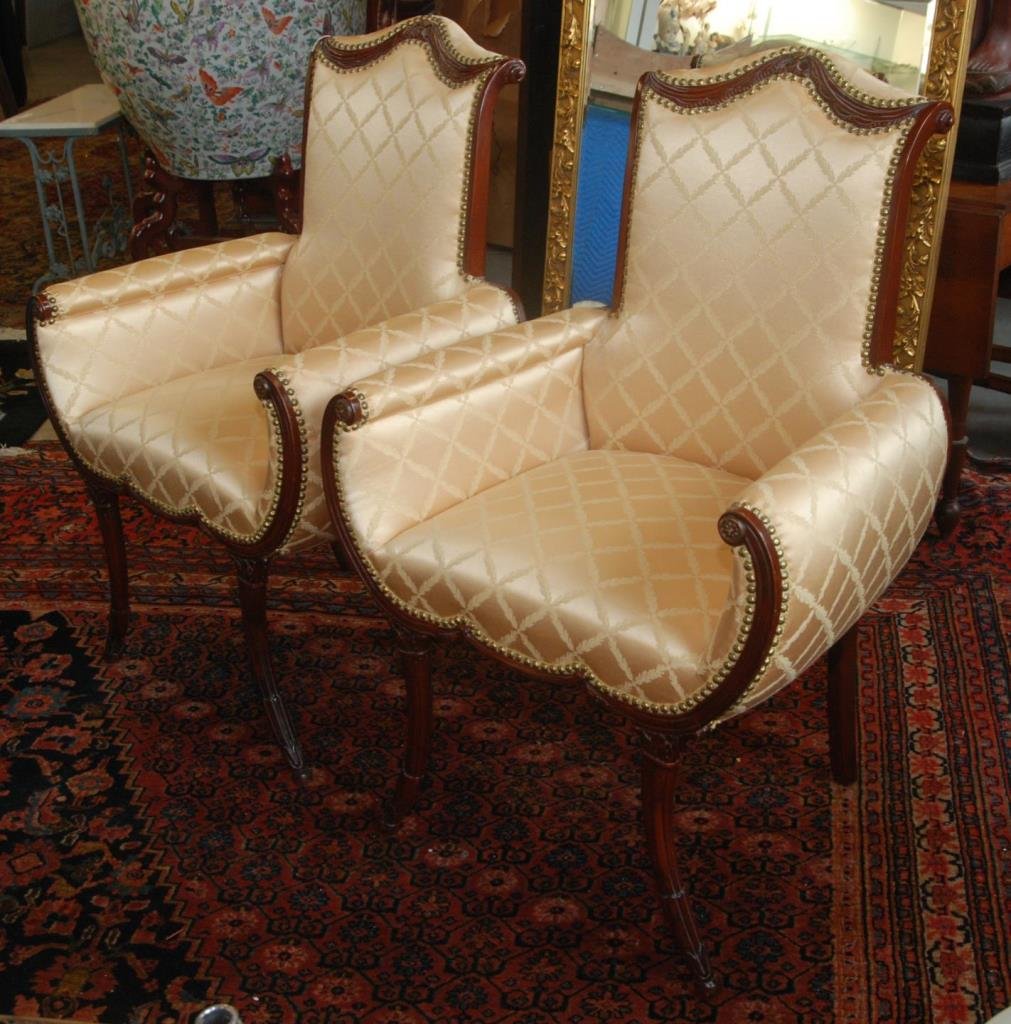 PAIR OF HOLLYWOOD REGENCY ARM CHAIRS (1 of 7)