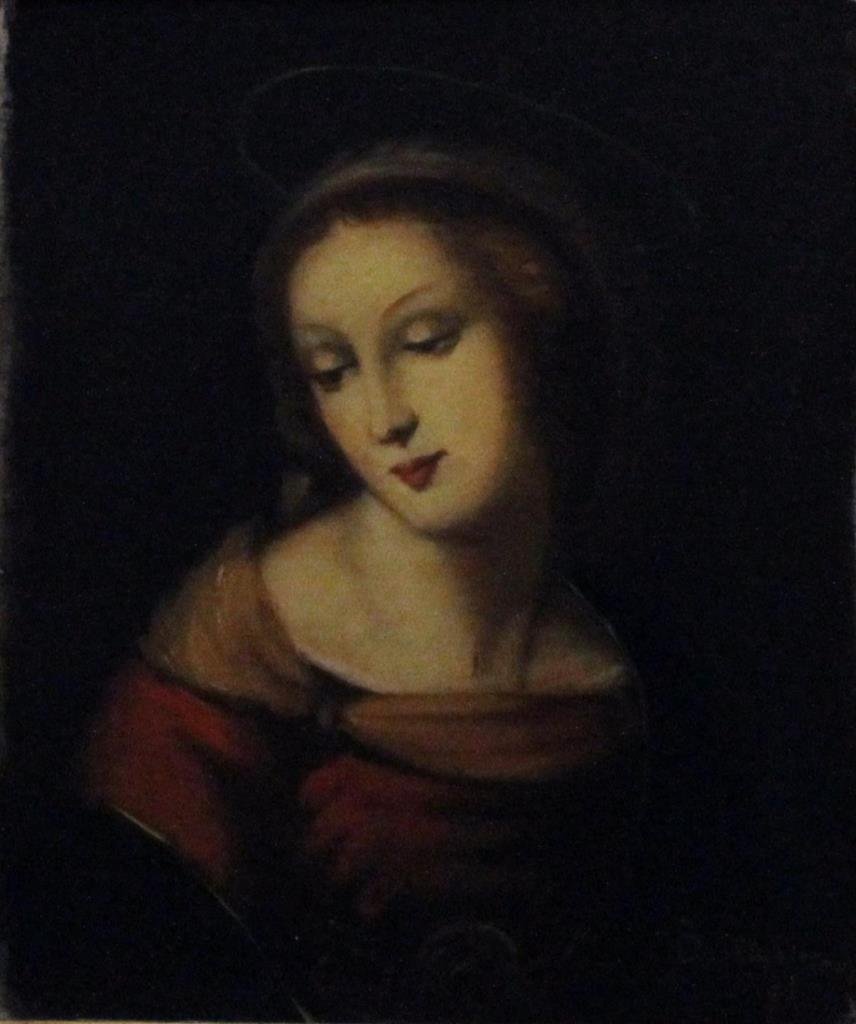 19th C CONTINENTAL OIL ON CANVAS OF MADONNA (1 of 8)