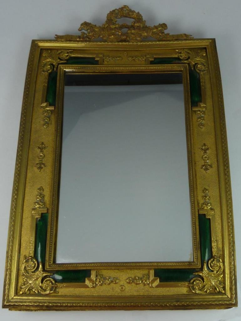 19th C DORE BRONZE GUILLOCHE FRAME WITH MIRROR (1 of 6)