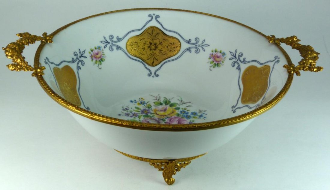 LIMOGES HAND PAINTED DORE BRONZE MOUNTED BOWL (1 of 10)