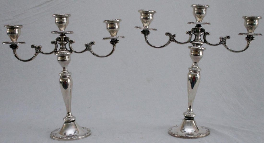 PAIR OF GORHAM STERLING SILVER 3 ARM CANDELABRA (1 of 8)