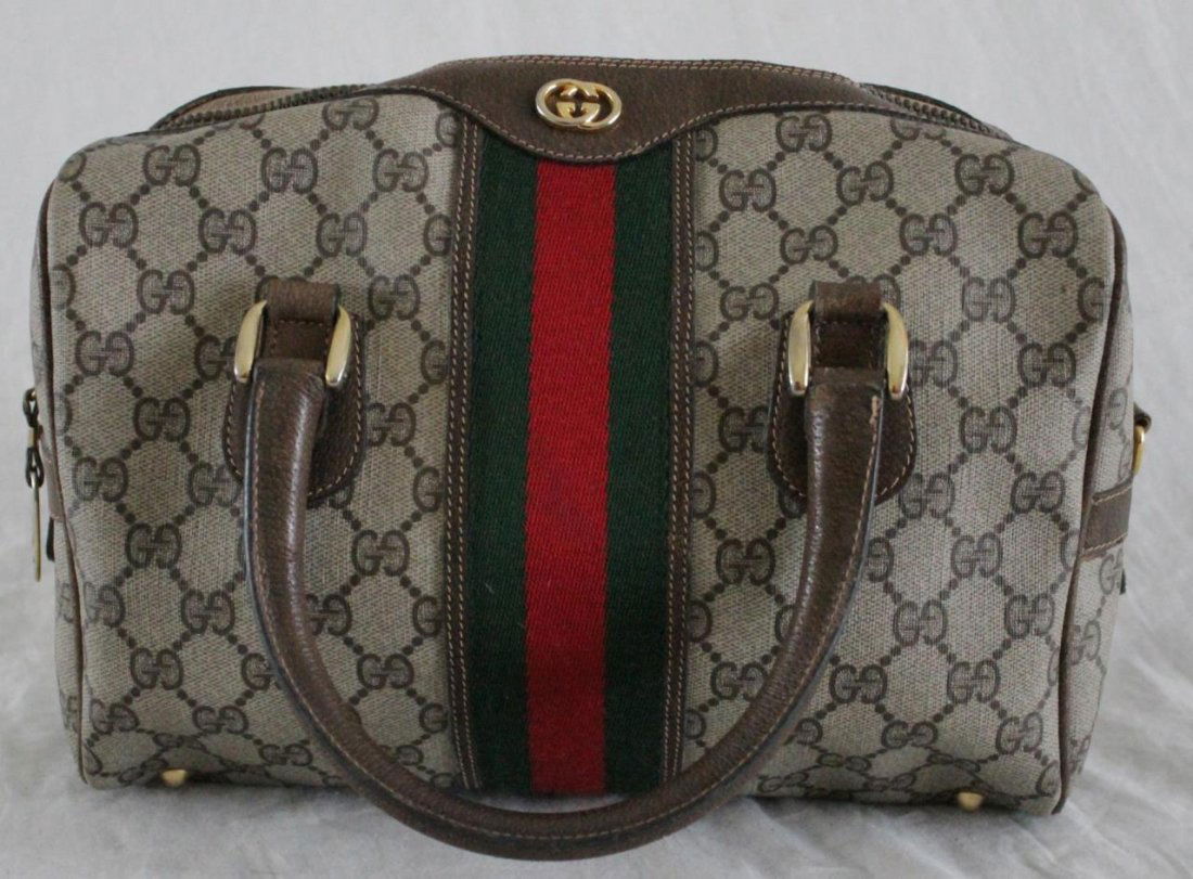 GUCCI LEATHER MONOGRAM HANDBAG PURSE (1 of 7)