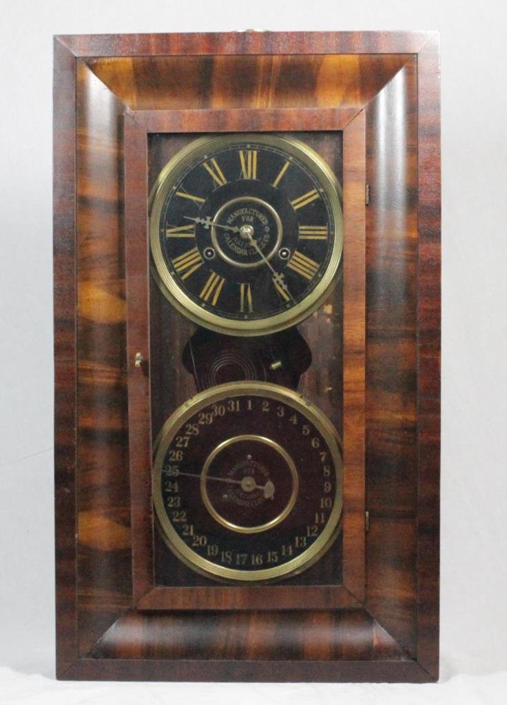 NATIONAL CALENDER Co WOOD CASE CALENDER CLOCK (1 of 10)