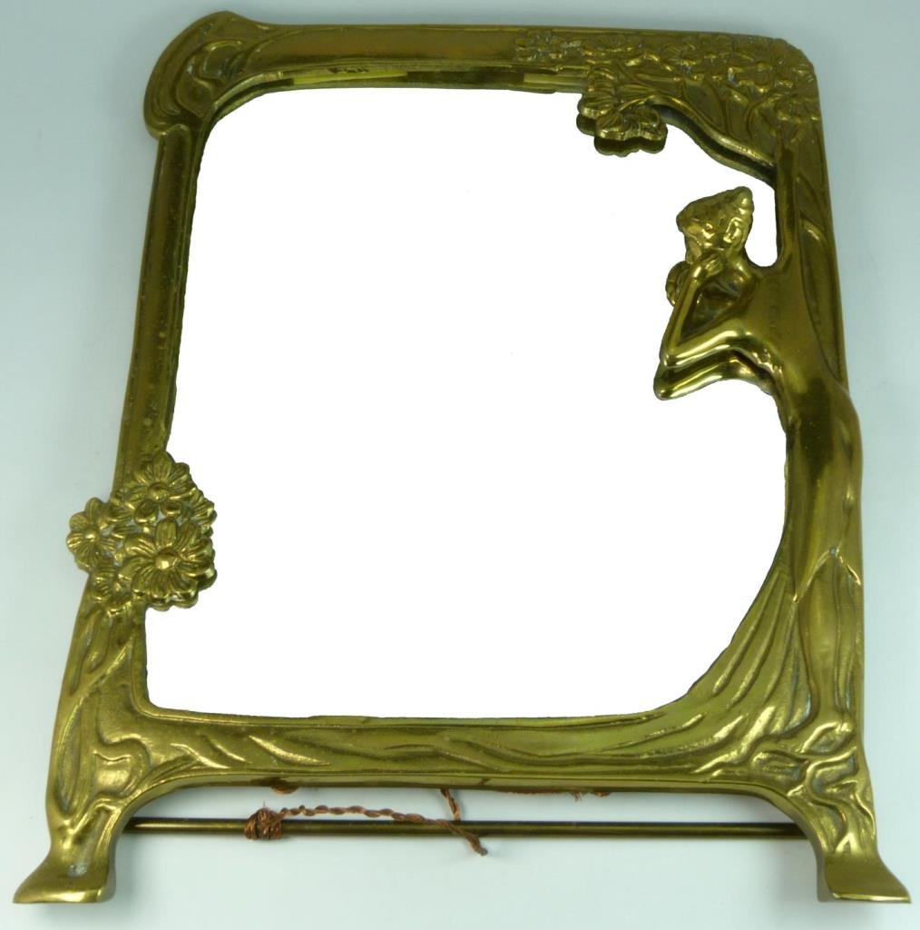 ART NOUVEAU BRASS BOUDOIR VANITY MIRROR (1 of 5)