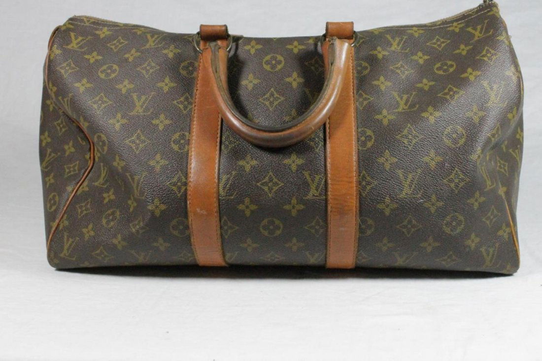 LOUIS VUITTON BROWN LEATHER MONOGRAM DUFFEL BAG (1 of 9)
