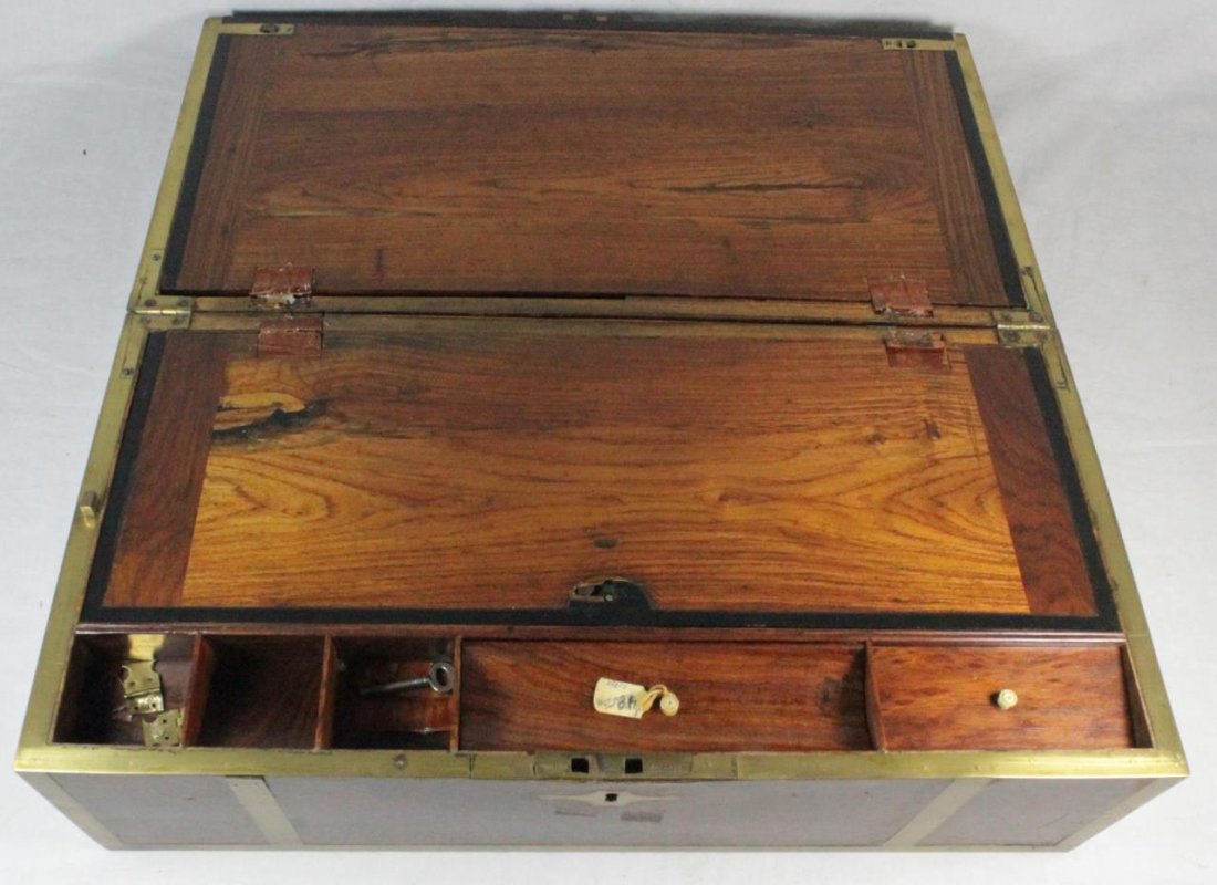 19th CENTURY ENGLISH BURLWOOD & BRASS LAP DESK (1 of 10)