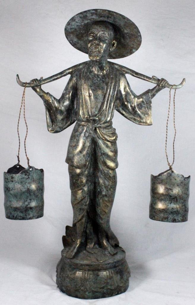 Bronze Chinese Figure,water Carrier Antique main image 1