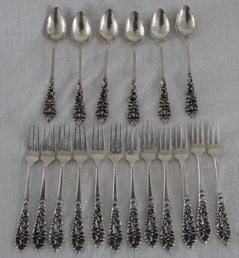 18pcs CONTINENTAL 800 SILVER SMALL SPOONS & FORKS (1 of 6)