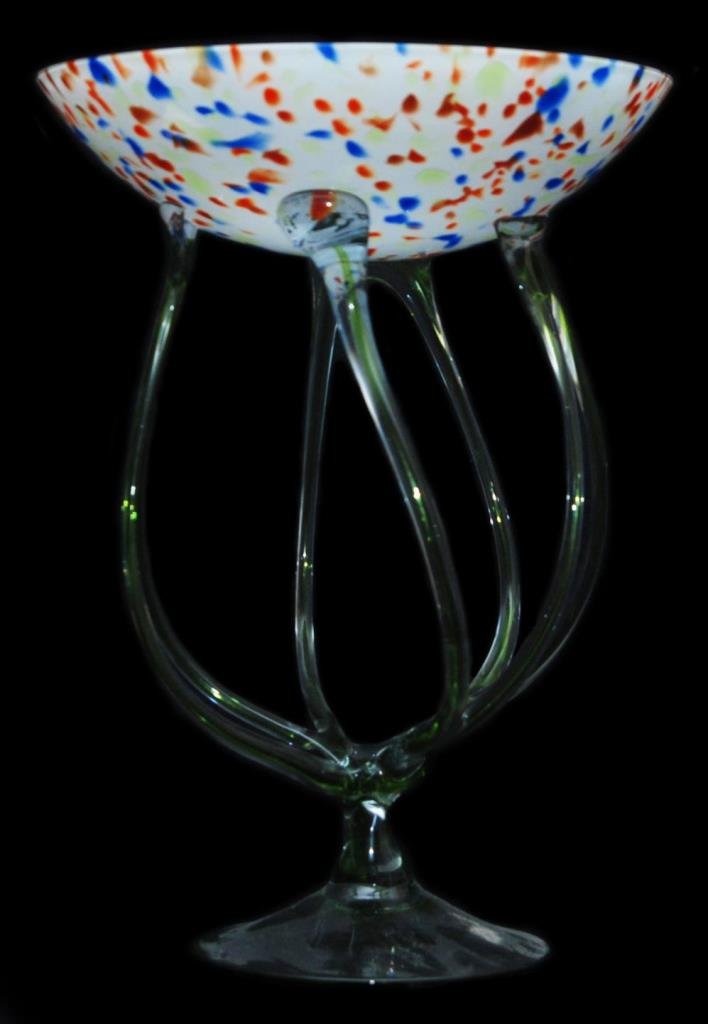 VENETIAN GLASS FREE FORM CENTERPIECE COMPOTE (1 of 3)