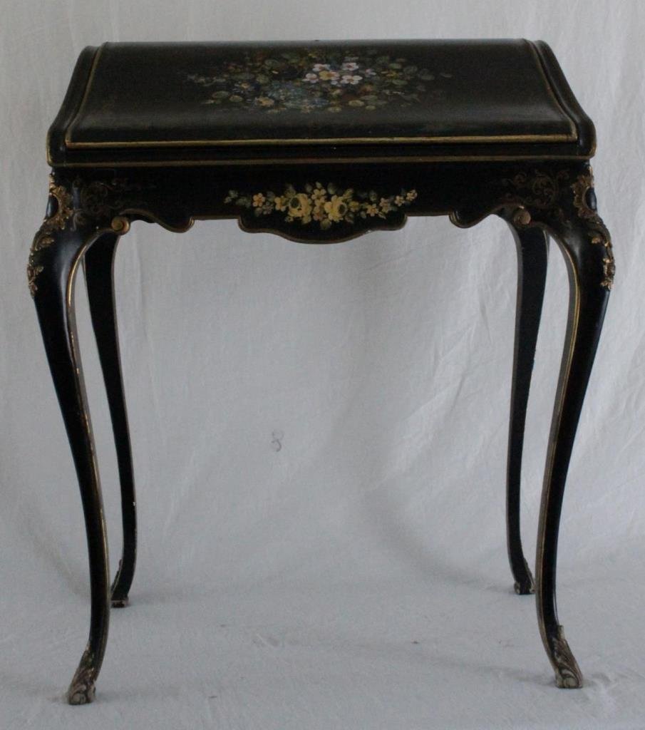 FRENCH BLACK LACQUER DROP LEAF SECRETARY DESK (1 of 10)